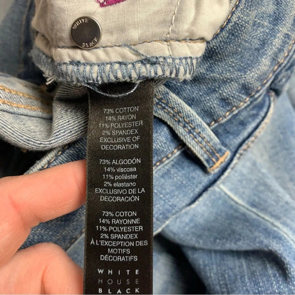 WHBM slim crop jeans size 0P multicolored stitching on the bottoms and legs - Picture 5 of 15